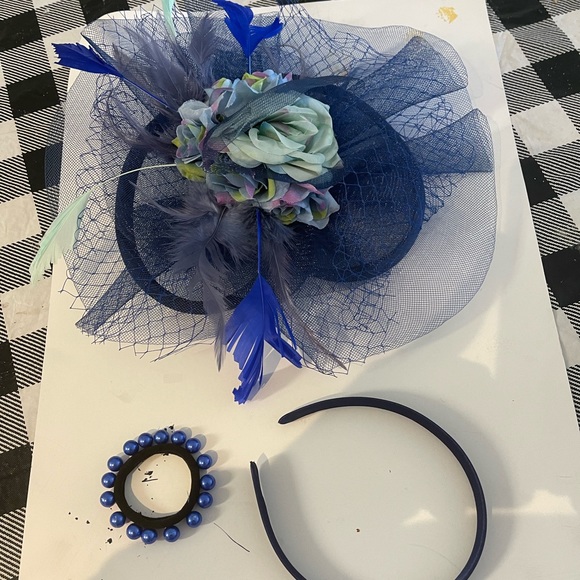 Myjoyday flower fascinator headband for women(blue) - Picture 2 of 6